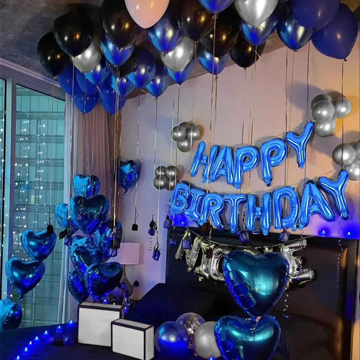 Happy Birthday Letter Balloon Set, Metallic Latex Balloon, Balloon Set for Birthday Party Decoration, Summer Home Decor, Fall Decor, Heart Shaped Balloons, Decorations Supplies, Design