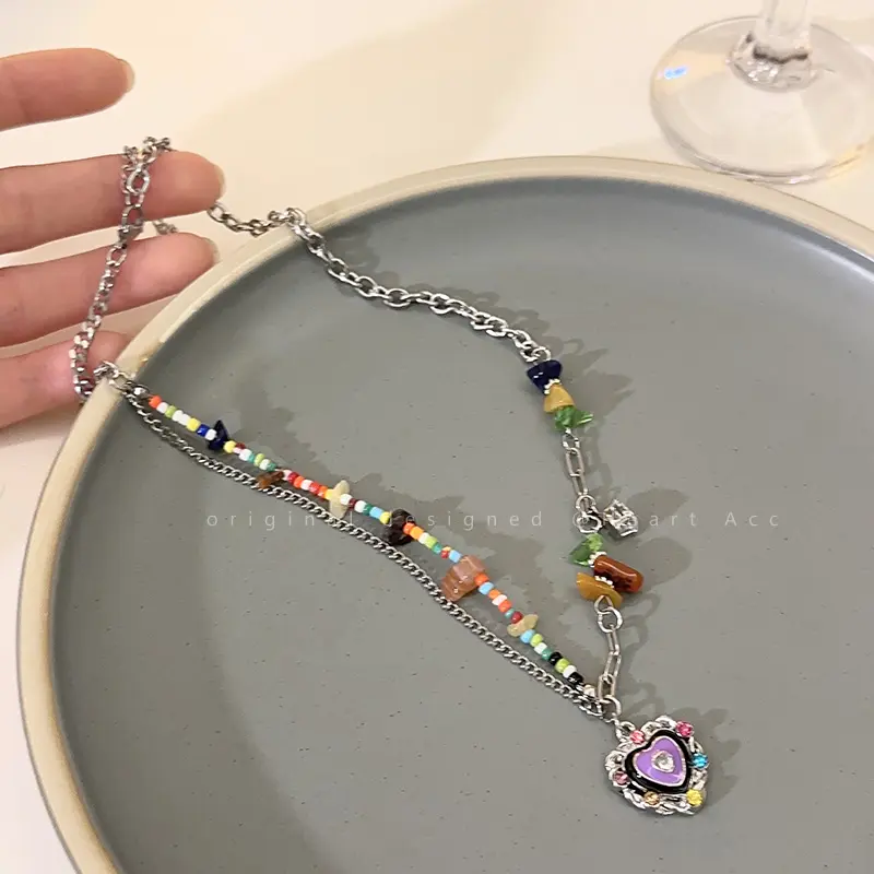 Vòng Cổ Đính Cườm, Thiết Kế Tình Yêu Giọt Tráng, Đầy Màu Sắc, Dành Cho Phụ Nữ, Ngọt Ngào Và Ngầu, Thích Hợp Cho Dopamine Thích Hợp, Dây Chuyền Xương Đòn, Hàng Mới Về 2024, Dây Chuyền Quần Áo Người Nổi Tiếng Trên Internet 1
