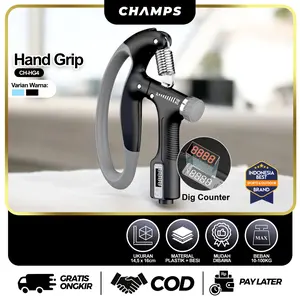 CHAMP Hand Grip Ergonomis + Digital Counter Fitness 10-100Kg Alat Olahraga Melatih Otot Lengan Tangan - Outdoor