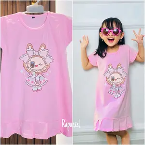 Rapunzelkids Dress / Daster Anak Perempuan usia 1-6 tahun karakter Labubu outfit anak Fashion Combed