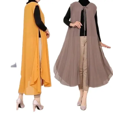 Cardigan Wanita Model Jumbo LD 130 Panjang Oversize Sampai 5XL - Muslim Kardigan Atasan Baju Remaja outer tali