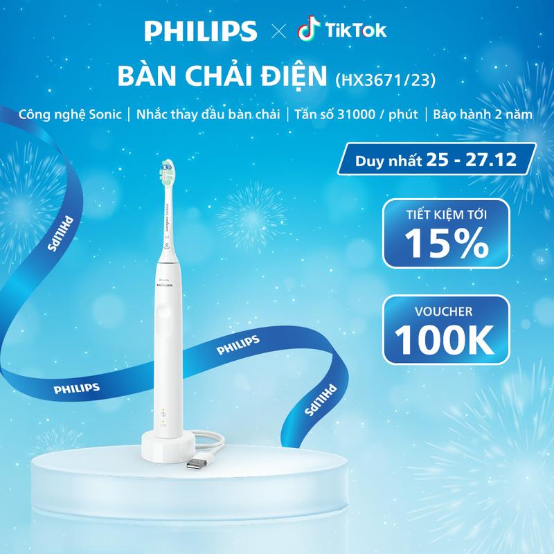 Bàn Chải Điện PHILIPS Sonicare HX3671 23 Công Nghệ Sóng Âm Chải Sạch Mảng Bám Trắng Răng dành cho Nữ Nam Bảo Hành 24 Tháng