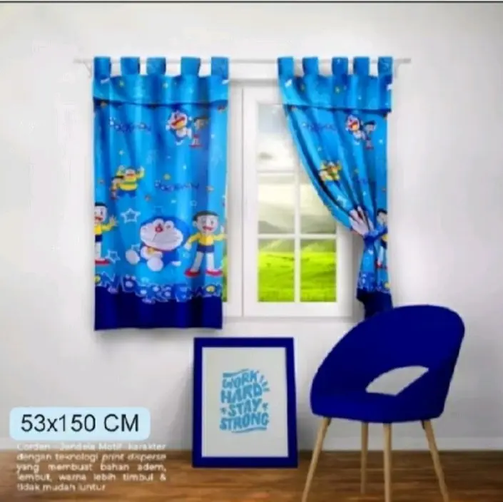 Gorden Jendela Karakter Doraemon Minimalis Ukuran 150×50 cm Dekorasi Kain Curtain 0