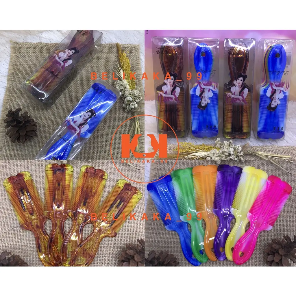 SISIR SERIT KUTU RAMBUT GAGANG PLASTIK WARNA WARNI / SISIR SERIT PLASTIK / SERIT KUTU BAHAN PLASTIK