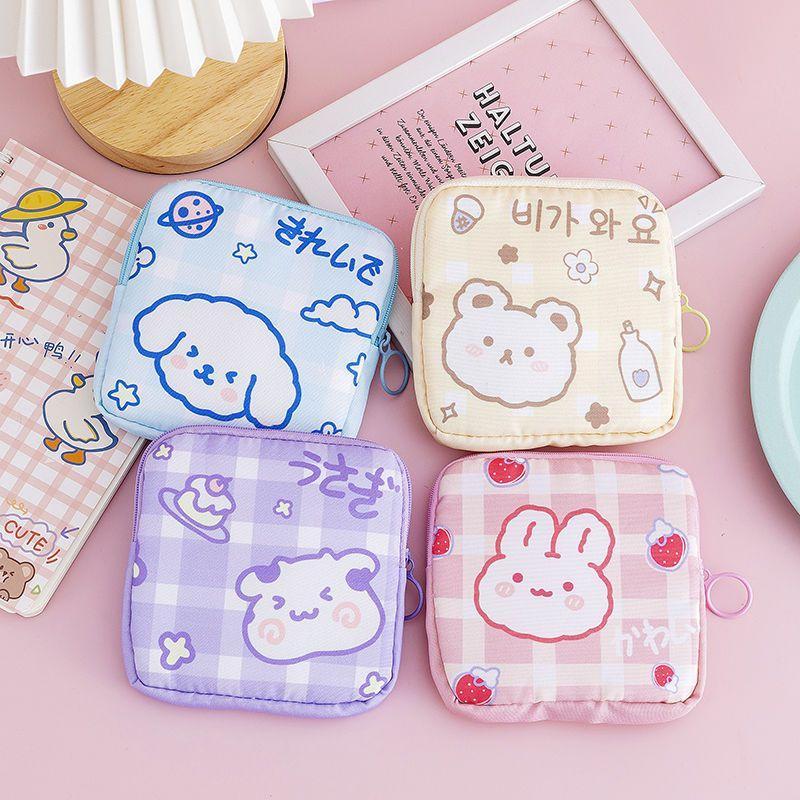 Túi Đựng Băng Vệ Sinh Sức Chứa Lớn, Thiết Kế Hình Thỏ Và Gấu Hoạt Hình, Dễ Thương, Thích Hợp Cho Thời Kỳ Sinh Lý Của Bé Gái, Túi Sắp Xếp Băng Vệ Sinh, Túi Mini 7