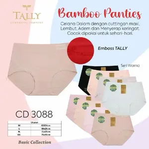 Tally 3088 CD Katun Bambu pola maxi menyerap keringat halus lembut nyaman seharian emboss tally celana dalam wanita dewasa