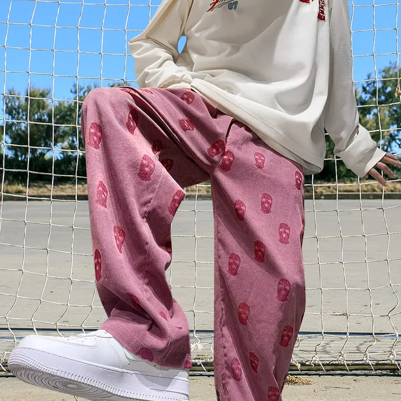 CELANA LOGO TESLA CELANA PANJANG PRIA CELANA CORDUROY PRIA PANJANG UNISEX BAGGY PANTS PRIA KAKI LEBAR CELANA Y2K PANTS OVERSIZE PRIA KOREAN STYLE 5