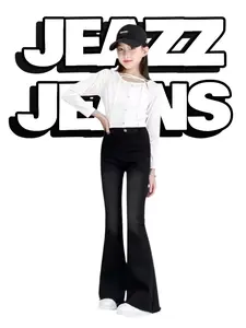 Highwaist Cutbray Jeans Retro - Celana Jeans Anak Cutbray Premium jeans flare pants Wanita Panjang Denim Hitam Stretch Fashion