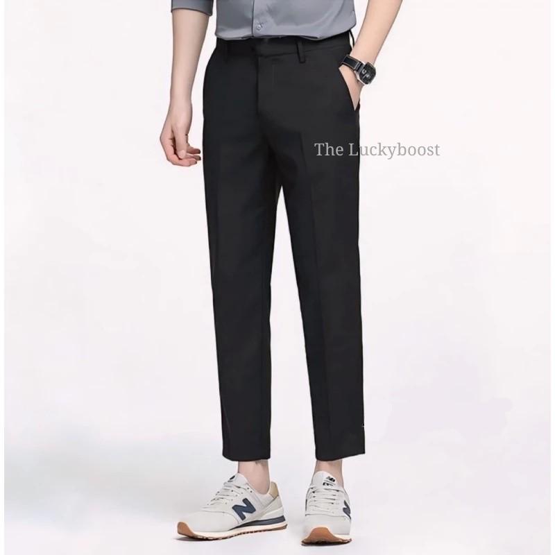 Product Introduction of THELUCKYBOSST Ankle Pants Celana formal kerja pria Slimfit dewasa kantor bahan woll kekinian Celana panjang casual celana ankle celana kuliah 4