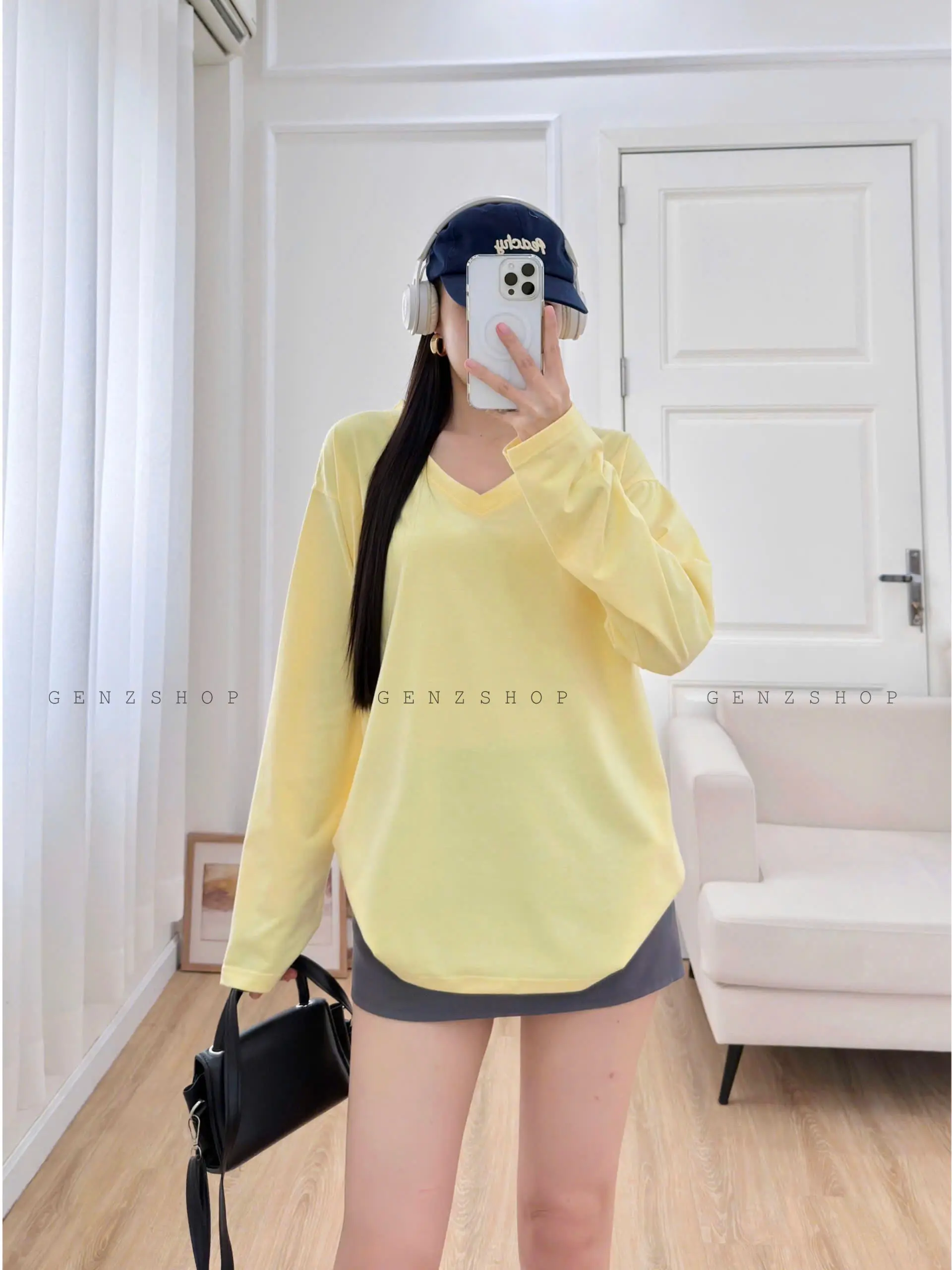 ÁO THUN TAY DÀI CỔ TIM TRƠN FORM RỘNG CHẤT COTTON DỄ PHỐI ĐỒ Nữ Women | BigBuy360 - bigbuy360.vn