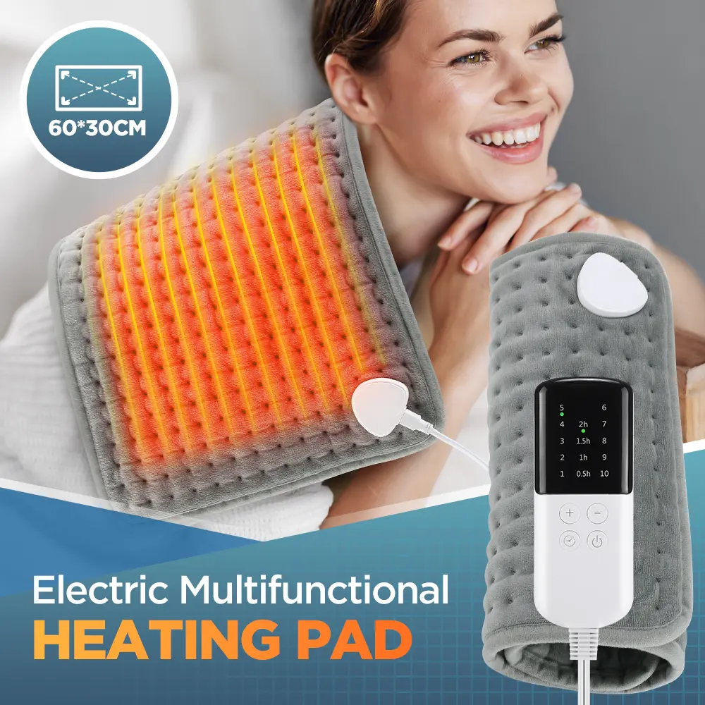 Electric Heating Pad Multifunctional Heating Blanket for Back Neck Shoulder Pain Relief 10-Level Temperature Timer Winter Warmer