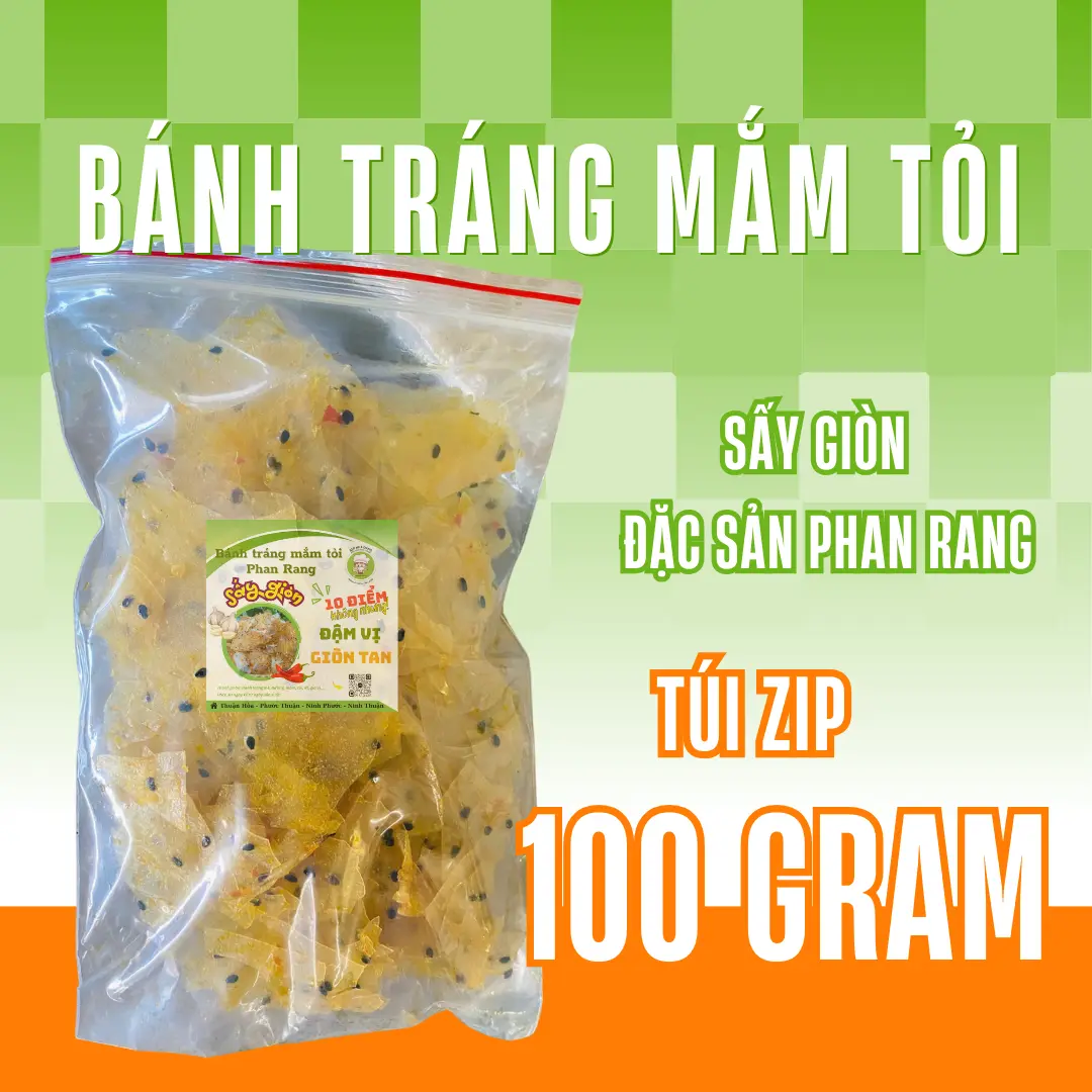 Bịch 100Gram Bánh Tráng Mắm Tỏi Ăn Vặt Giòn Tan – Chuẩn Vị Phan Rang Bếp Nhà Đăng