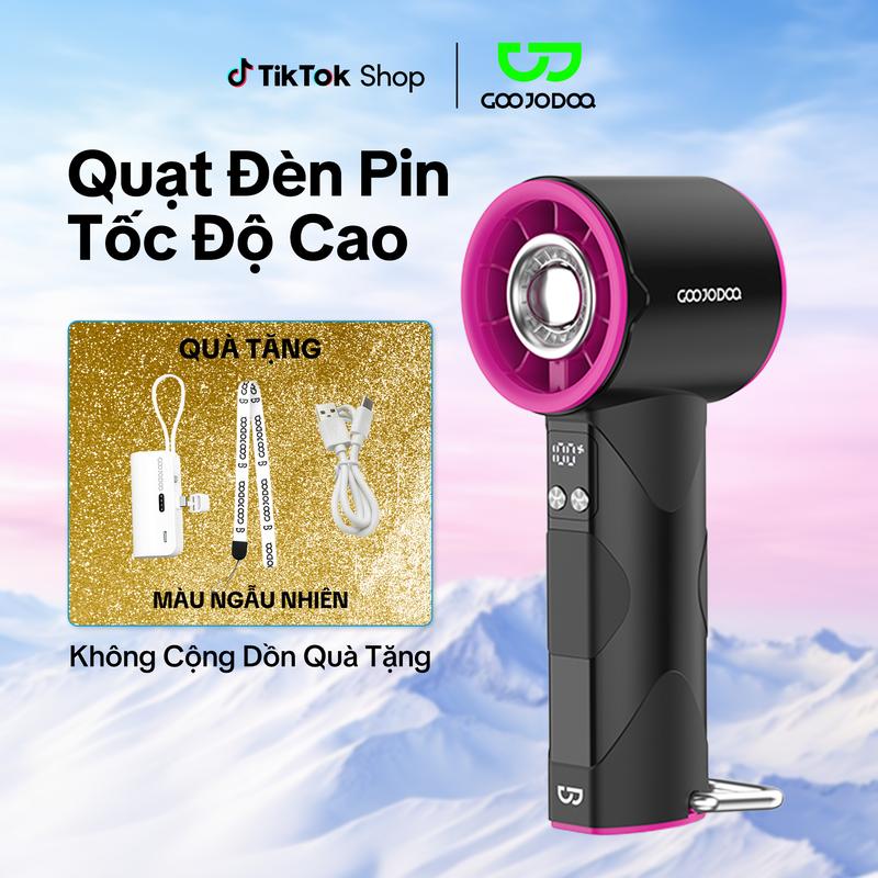 【GOOJODOQ x KOC/KOL  COMBO Quạt Turbo có đèn pin + Sạc mini, 100 tốc độ gió , động cơ không chổi than tốc độ cao 10800RPM, màn hình kỹ thuật số,