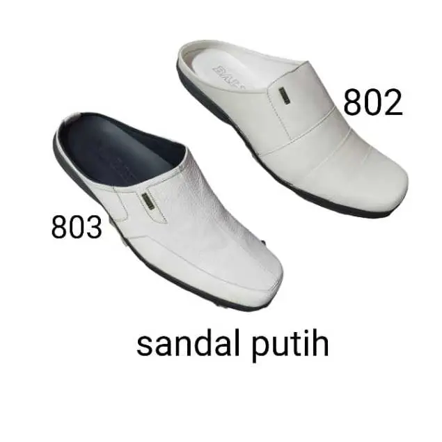 PREMIUM (READY) terjamin Sepatu selop pria putih kulit asli/sendal sepatu casual sol karet kuat dan yaman (BISA COD ) murah terlaris 2