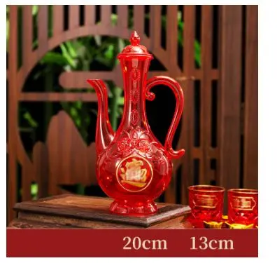 Teco Teko Seduh Teh Sembahyang Cao Cai Jin Bao Teko Puja Merah Kristal Acrylic Ukuran Besar Tea 4