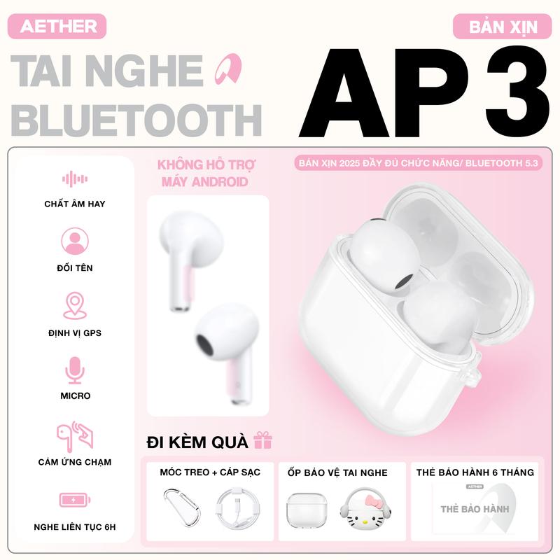 Tai Nghe Bluetooth A3 Aether, Tặng Ốp, Cáp sạc, Âm Thanh Êm Ái, Đổi Tên, Định Vị, Tự Động Kết Nối,Bảo Hành Đổi Mới trong 6 Tháng,Phù hợp mọi dòng máy Pin trâu Nhét Tai Nghe Nhạc Bluetooth Earphone