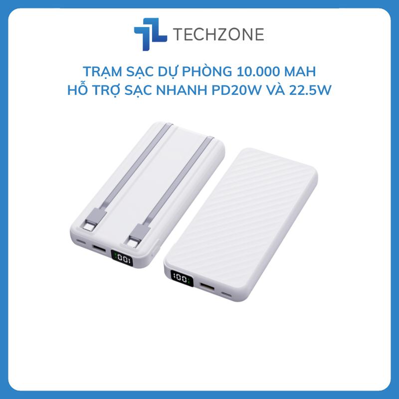 Pin dự phòng dung lượng 10.000mah 22.50W sạc cục nhanh kèm 2 dây sạc