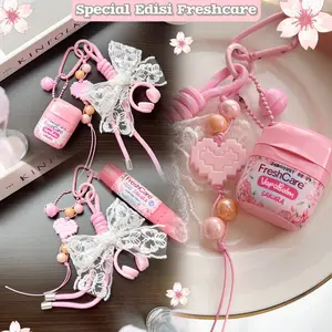 BEST SELLER! Gantungan Tas Lace Pink + Case FreshCare Sakura Edisi Spesial Trendy Korean Style 2026 Cocok untuk OOTD & Foto Mirror