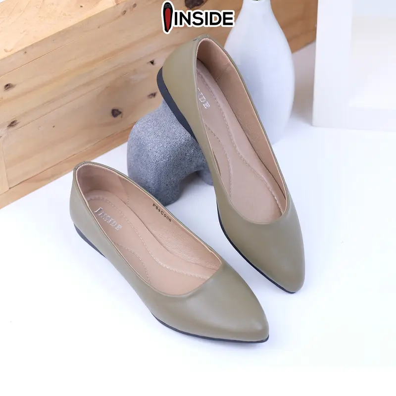 INSIDE Sepatu Flat Flats Shoes Kantor Office Wanita Luna Black Brown Cream Green White Hitam Cokelat Muda Kream Hijau Putih 4
