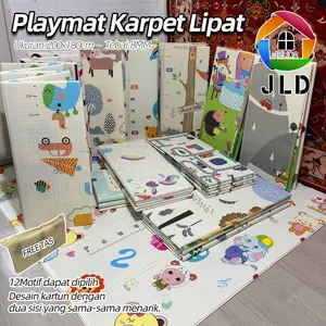 JieLiDa Matras Bayi 180x200 cm Playmat Bayi Karpet Lipat Anak/Bayi Tikar Lipat Foam Matras Playmate Bayi Dua Sisi Gambar FREE Tas Playmat