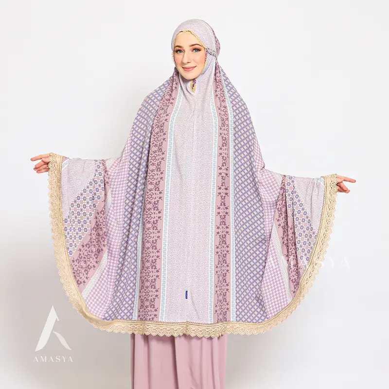Amasya Kaluna Mukena Dewasa Premium Rayon Organic Atasan Bawahan Motif Renda Panjang Mewah Seserahan 3