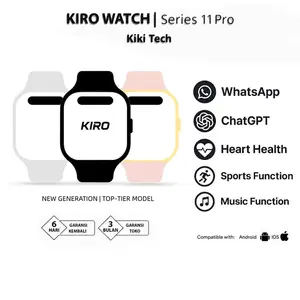 KIRO WATCH S11 PRO Smartwatch WA Chat, Olahraga mendukung Android iOS 1000+ Faces Free Download dan NFC Akses Sensor Gesture jam tangan