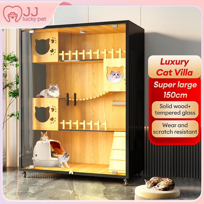 Cat Villa solid wood cat cage Display Cabinet Upgrade New Ca - TikTok ...