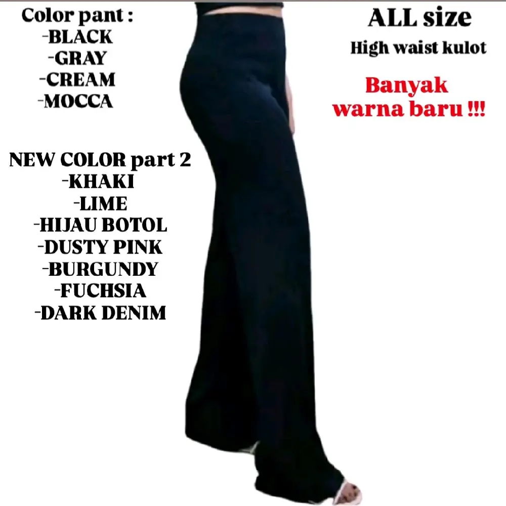 CELANA KULOT HW Flare KNIT RIB LONG Celana Panjang Wanita Dewasa  High Waist Melar Basic Bawahan Pant