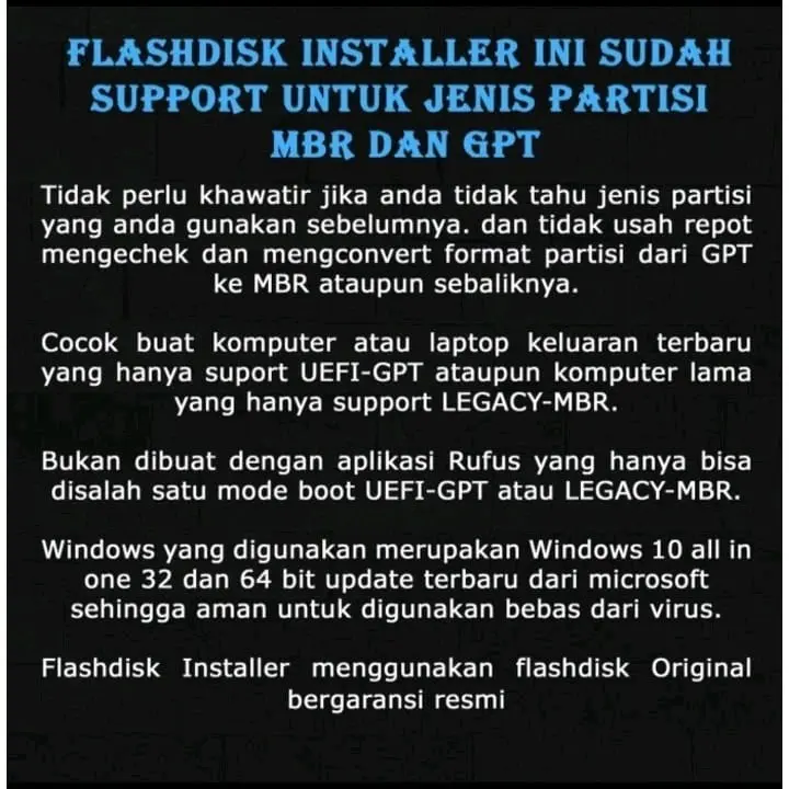 USB FLASHDISK BOOTABLE/MULTIBOOTABLE WINDOWS