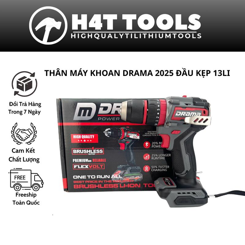  Thân Máy Khoan Pin DRAMA D-21B Không chổi than 65Nm 3 Chức năng 13mm 23 Cấp trượt 2 Tốc độ Đầu Kẹp 13li Autolock Có Khóa Trục 