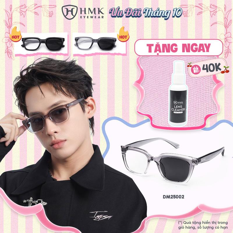 [0 ĐỘ] Kính Đổi Màu Khi Ra Nắng HMK Eyewear Dáng Vuông Thời Trang Unisex Nam Nữ Chống Tia UV Nhựa Cao Cấp Bền Bỉ Chắc Chắn - DM25002