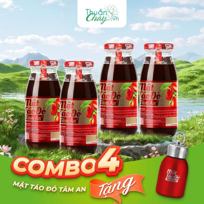 COMBO 4 MẬT TÁO ĐỎ TÂM AN 250ml - Tự nhiên - Táo đỏ, kỷ tử