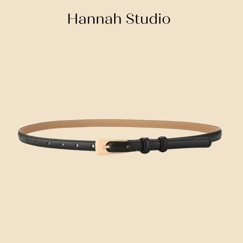 Thắt lưng da nữ mặt khóa đồng bản nhỏ 1,5cm thời trang CC dễ phối đồ