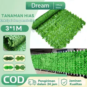 PAGAR DAUN RAMBAT HIASAN 1*3M 1 ROLL bunga/Daun Hias Ornamen Dekorasi Rumah Pagar Dinding /Daun Sintetis/Tanaman Hias Daun Rambat Sintetis Panjang Plastik