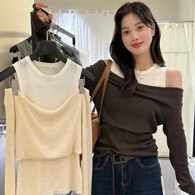 SUXING- DEAL MỞ BÁN Áo Len Dệt Kim Áo Cổ Yếm Hở Vai S276