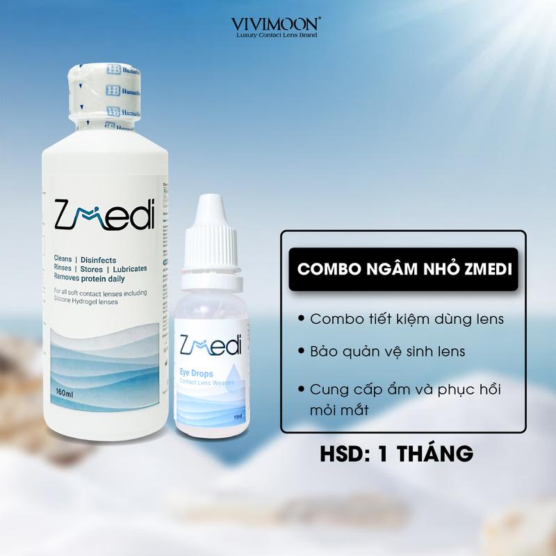 Combo nước ngâm lens và nhỏ mắt cho kính áp tròng Zmedi Vivimoon