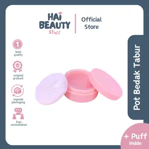 Wadah Bedak Tabur Travel Size Free Spons - Empty Pot Jar Container Travel Kit - Hai Beauty Stuff
