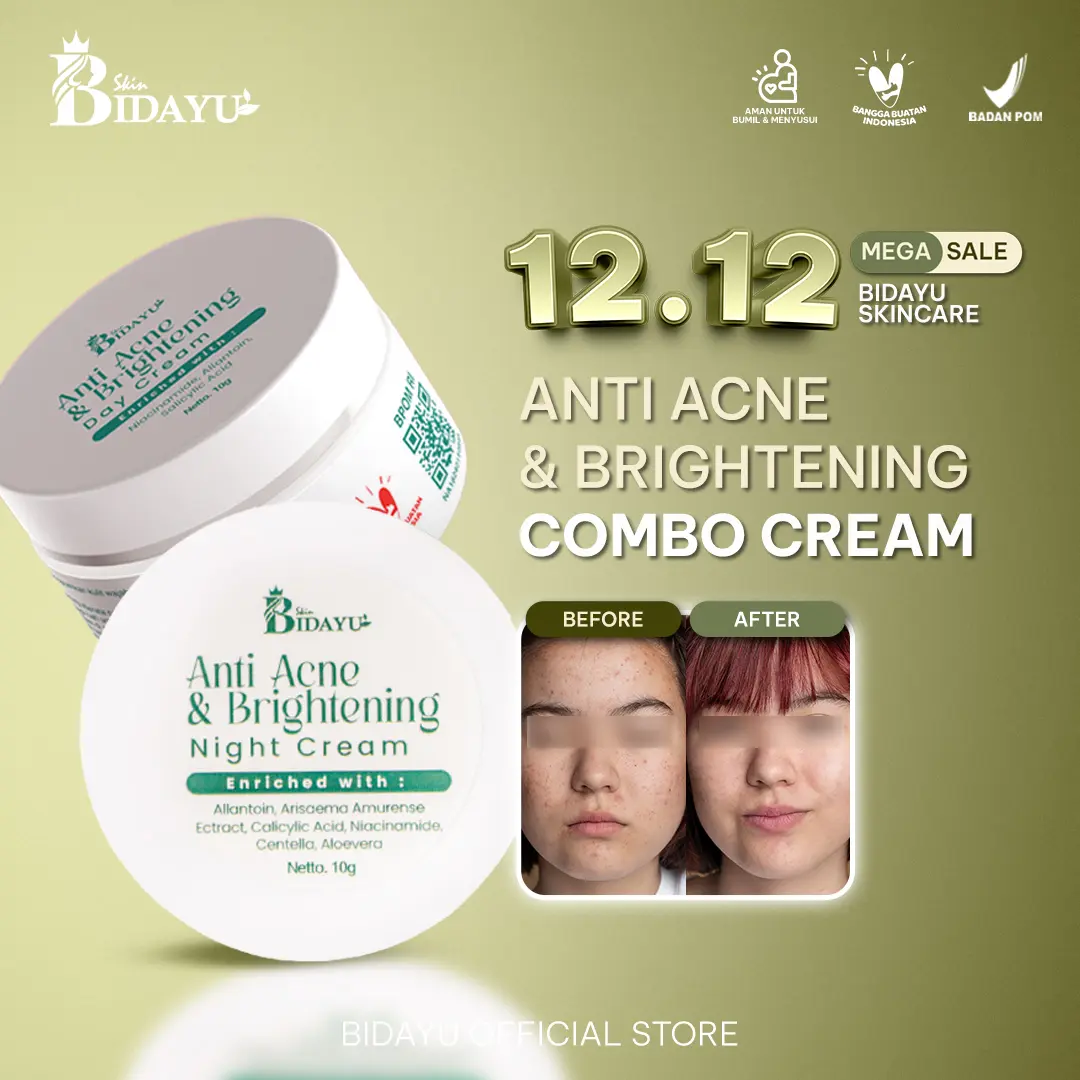 Bidayu Combo Cream – Day & Night Cream Moisturizer with Hyaluronic Acid, Peptide & Vitamin C – melembapkan, menutrisi kulit