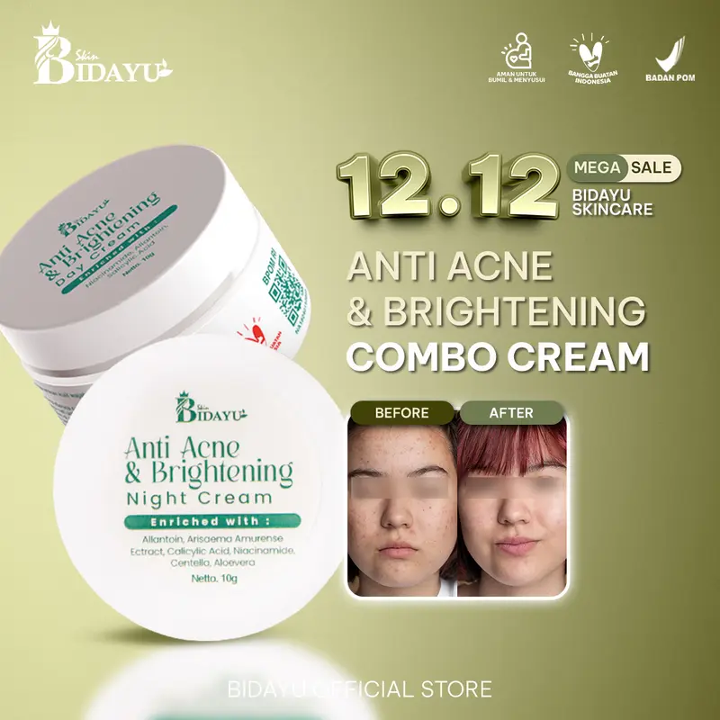Bidayu Combo Cream – Day & Night Cream Moisturizer with Hyaluronic Acid, Peptide & Vitamin C – melembapkan, menutrisi kulit 0