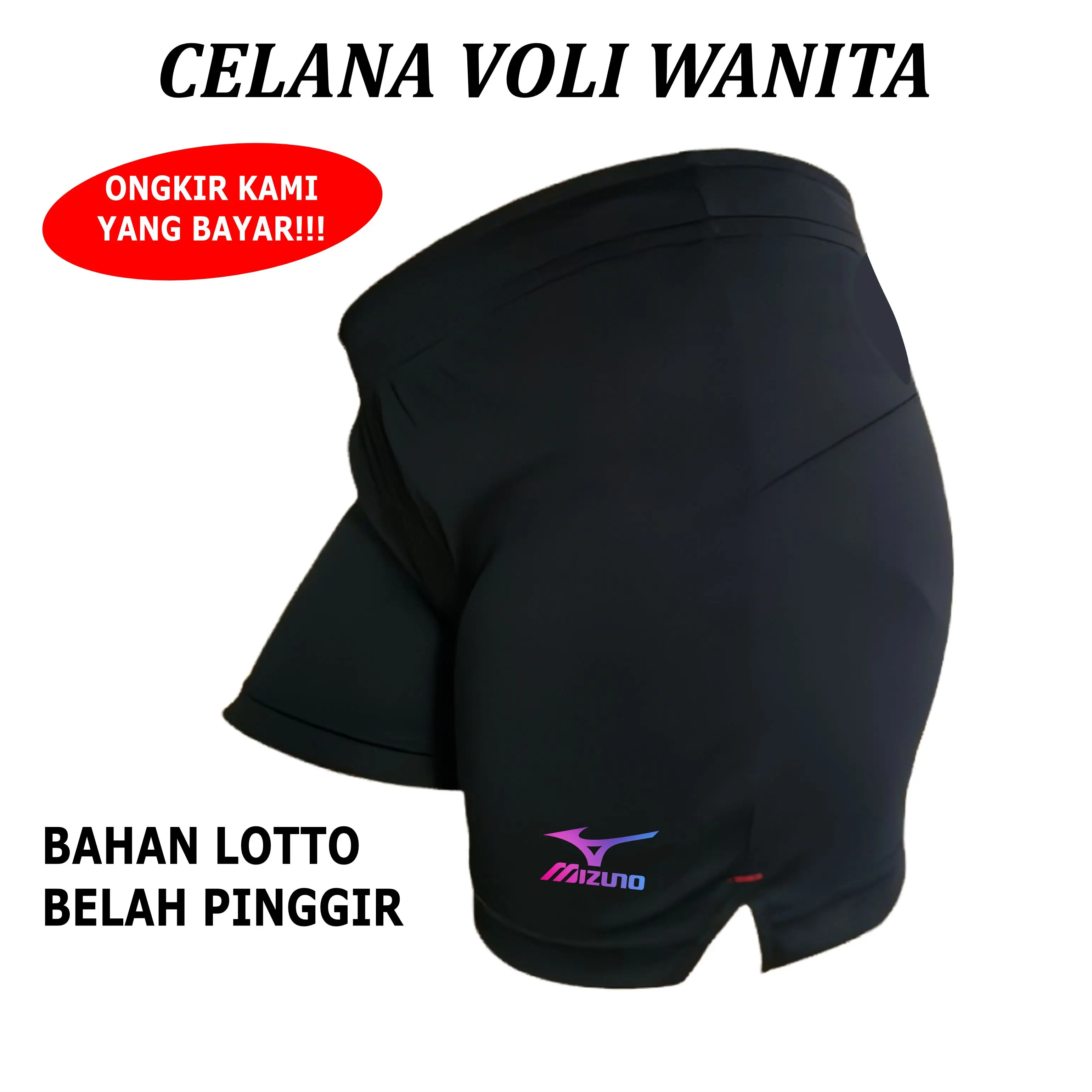 Celana Kolor Pendek Sport Olahraga Voleyball Wanita Bahan Lotto Belah Pinggir M-L-XL-XXL