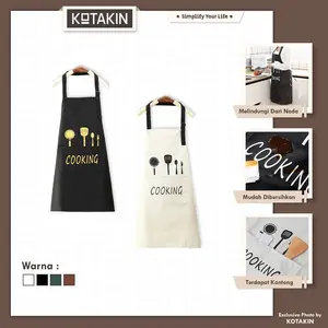 Celemek Masak Cooking Dapur Apron Anti Minyak Kantong Tali Restoran Barista Cafe