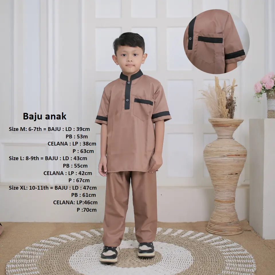 Baju koko anak laki laki setelan baju koko anak fashion muslim baju koko lengan pendek