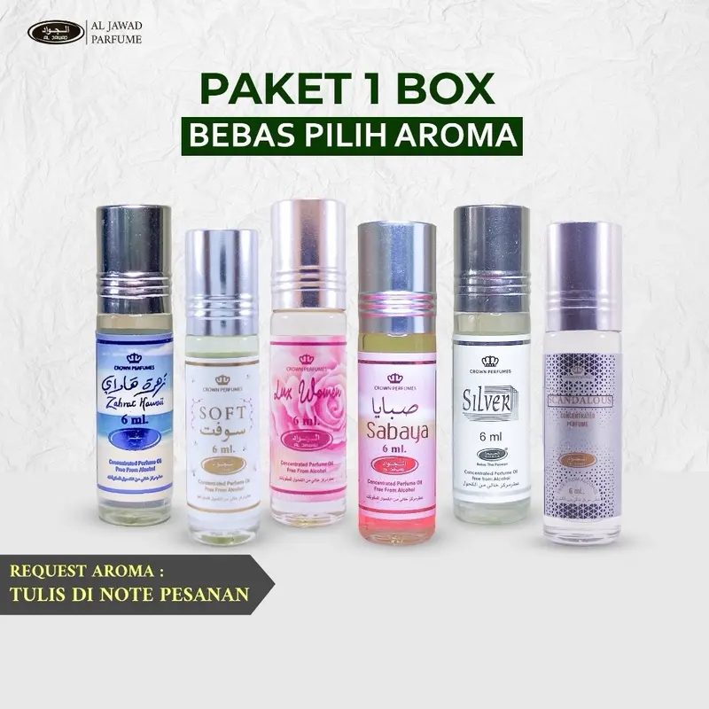 Paket Parfum Arab Eksklusif Al Jawad, 1  Box 6 Botol Wangi Pria Wanita Perempuan Laki-Laki  Perfume Bunga 0