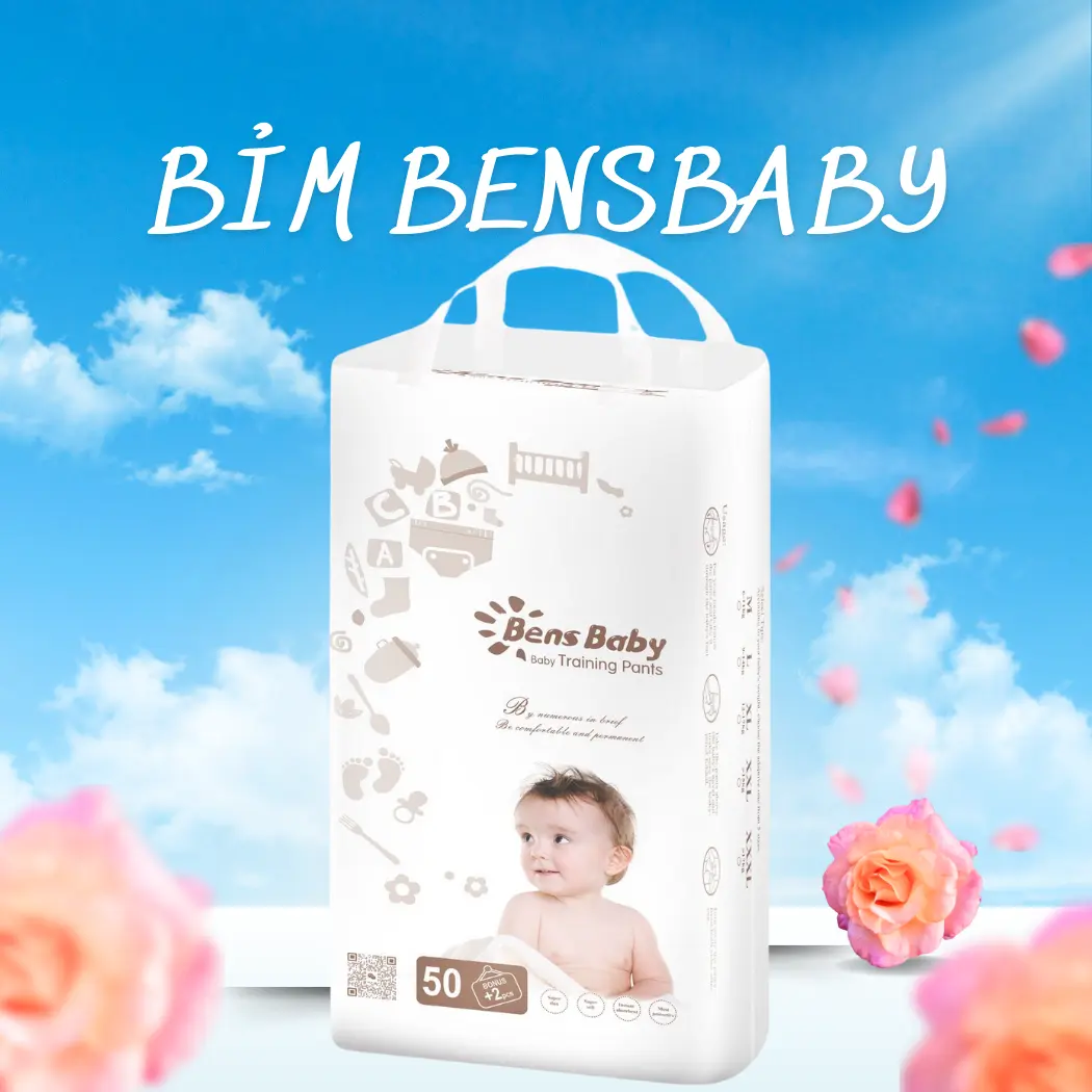 [Bens Baby  Gói 50 Miếng Bỉm Tã Quần Cho Bé Đa Kích Cỡ M, L, XL, XXL Siêu Mỏng Thấm Hút Thoáng Mát Thích Hợp Cho Mùa Hè