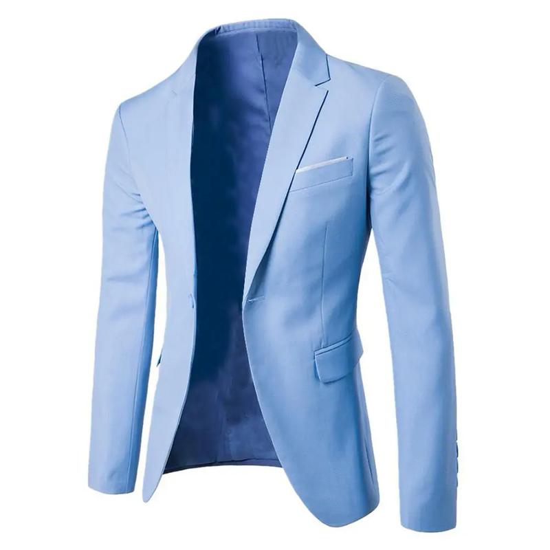 Product Introduction of Benferry 2 pcs/set plus size men solid color long sleeve lapel slim button business suit Menswear Overalls Pants Smooth Straight Stylish 7