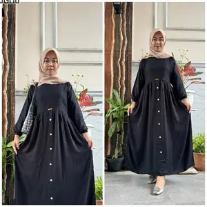 (Ramadhan Sale) GAMIS KHANZA dress Terbaru !! Rayon Twill Premium ld 110-120