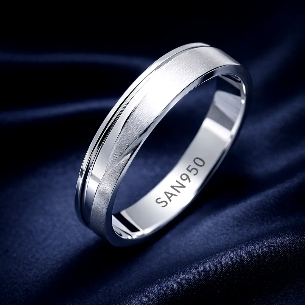 Cincin Kawin Palladium SAN950 [P53] - Ring Nikah Tunangan Lamaran  | Pilihan Perak 950 Platinum Emas Putih