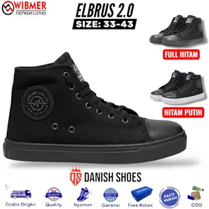 Sepatu boot bot hitam polos sekolah sneaker cewek cowok pria wanita keren berkualitas real pict
