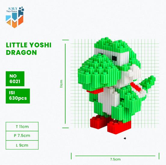 Nano Blocks YOSHI MARIO BROS 3D Model, Mainan Blok Susun, Blok Konstruksi DIY, Disney Mini Brick Magic Block Anime Figure Dekorasi Hiasan Karakter Animasi, hadiah Kado Anak 0