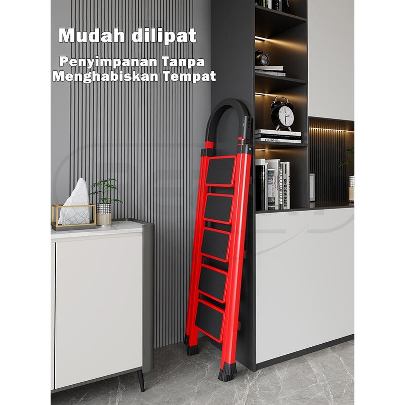 Product Introduction of Reaim 3-7 Step Tangga Lipat Multifungsi / Tangga Lipat Rumah 4 step dan 5 step / Baja Karbon Tebal Anti Licin Pegangan Tangan Tangga Bisa Dilepas / Household Ladder Tangga Rumah 3/4 Step 1,17M // 1,45M // 1.8M Hitam Merah Putih 17